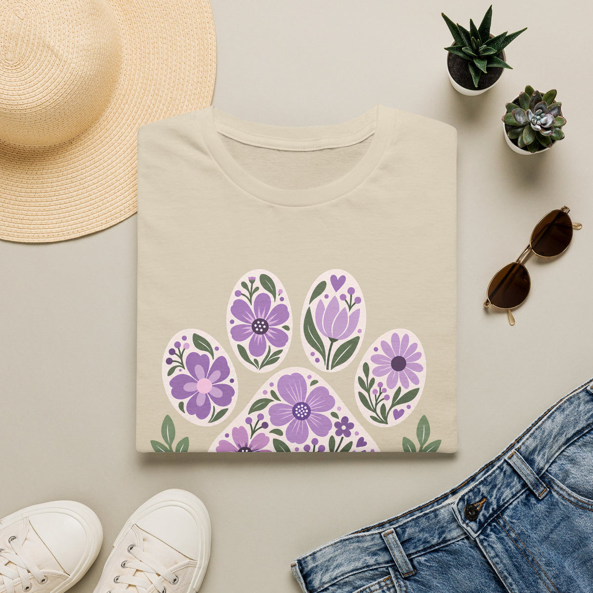 Dogs Make Life Better Floral Paw Print - Supersoft Unisex T-shirt
