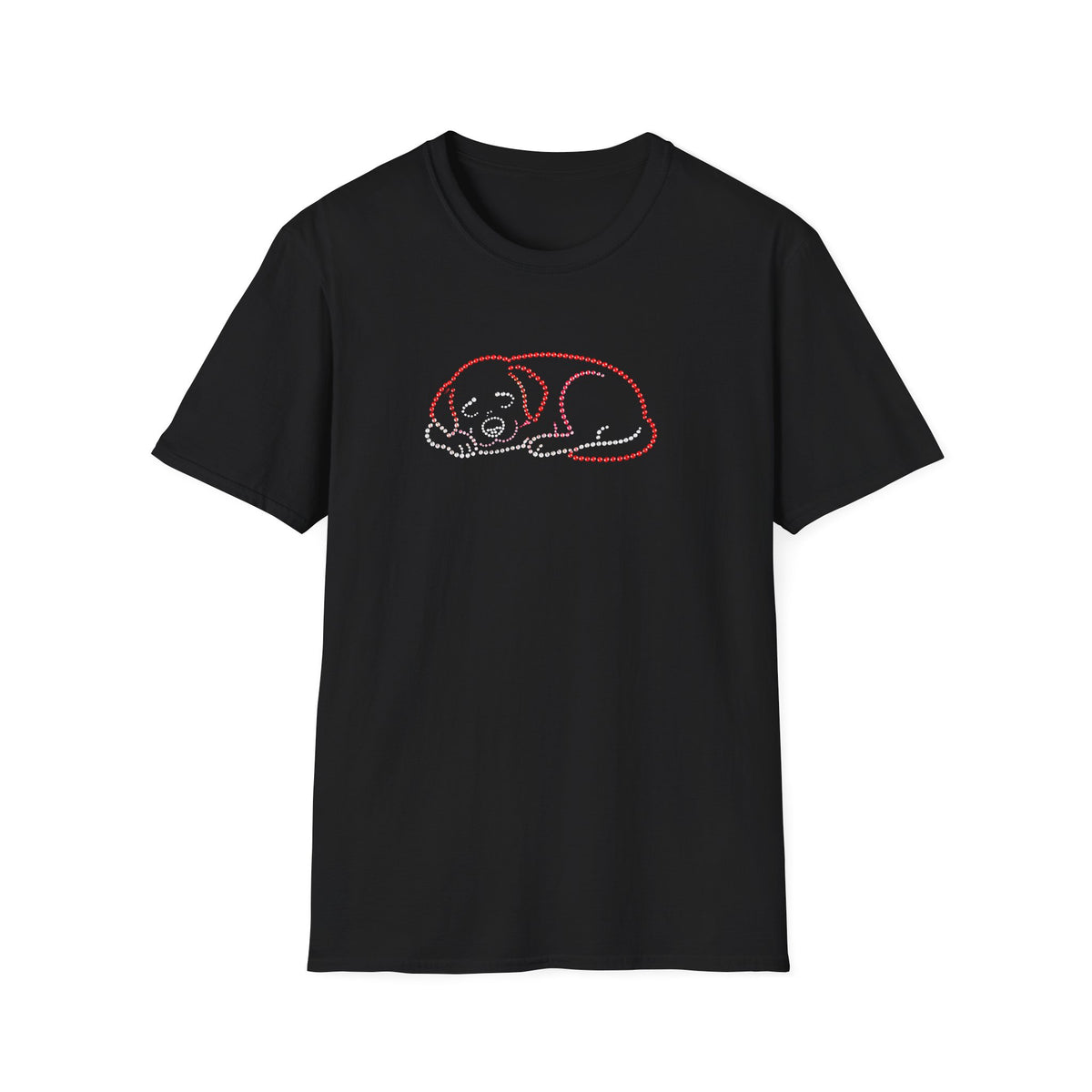 Bedazzling Beasts - Faux Jewel Red Dog Sleeping - Unisex T-Shirt