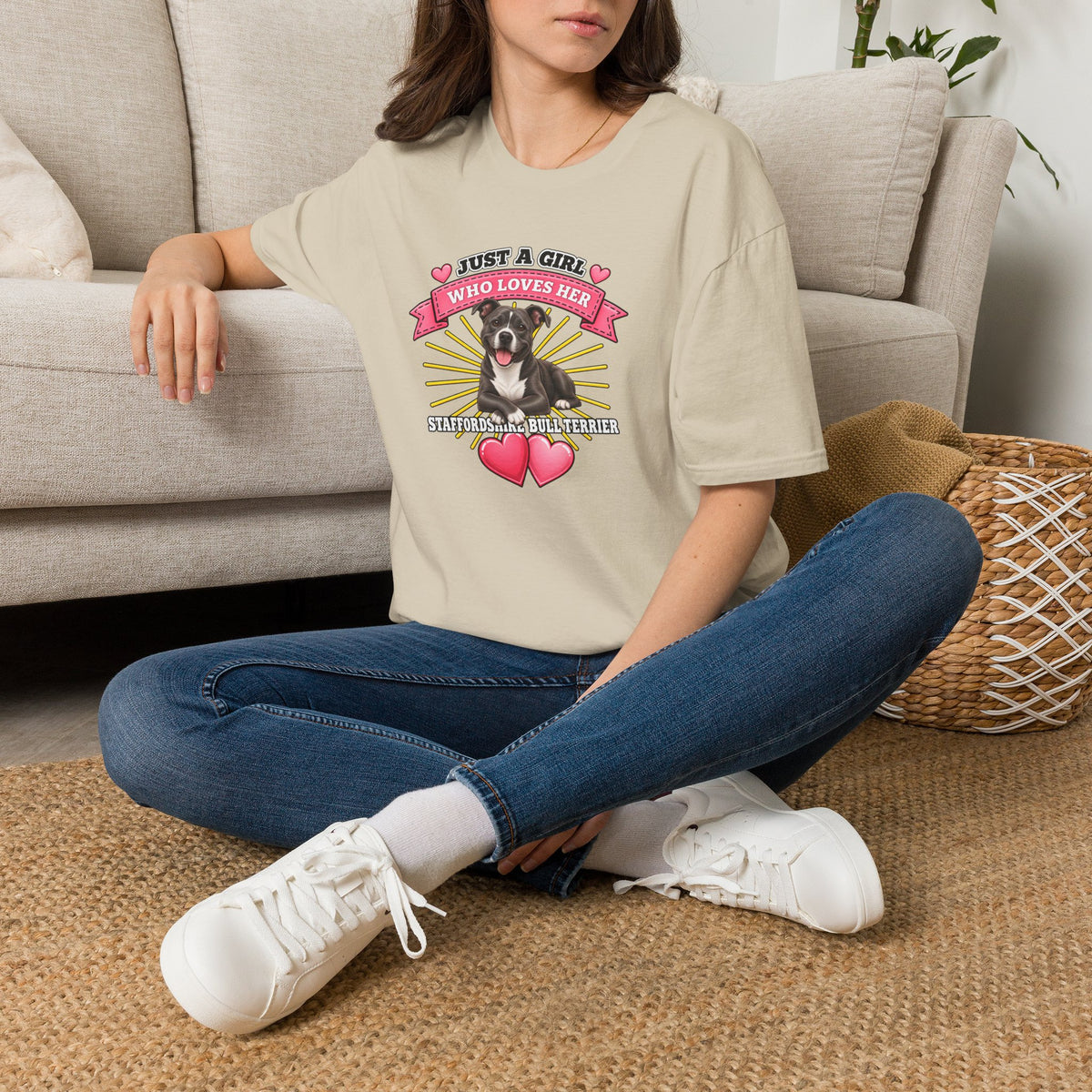 Just a Girl Who Loves Her Staffordshire Bull Terrier –  Supersoft Unisex T-Shirt