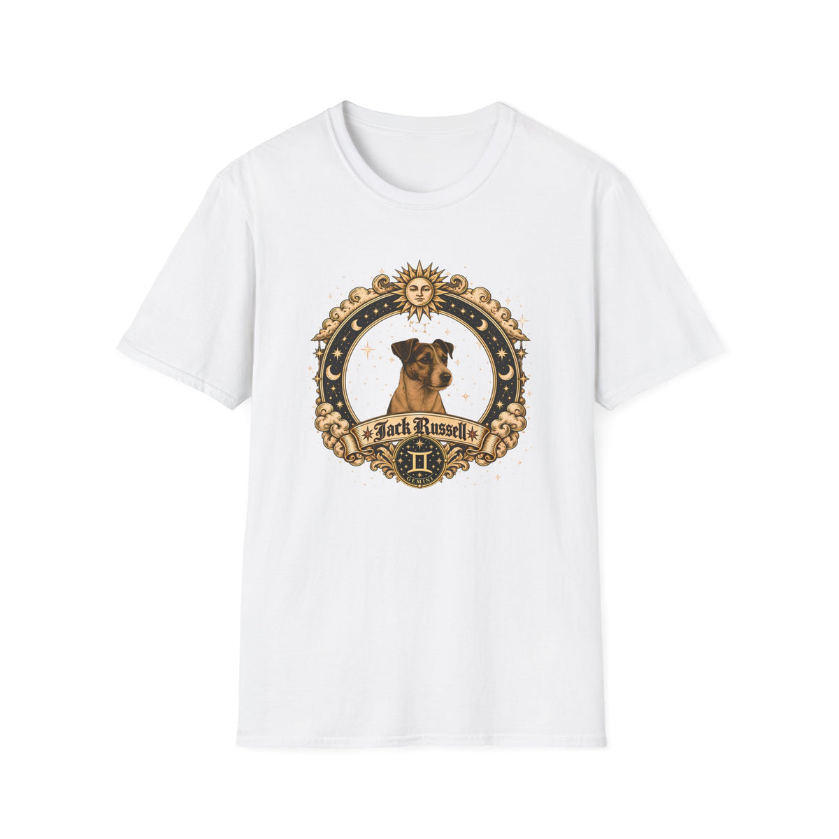 Zodiac Gemini Jack Russell - Dog Horoscope Star Sign - Supersoft Unisex Funny T-shirt
