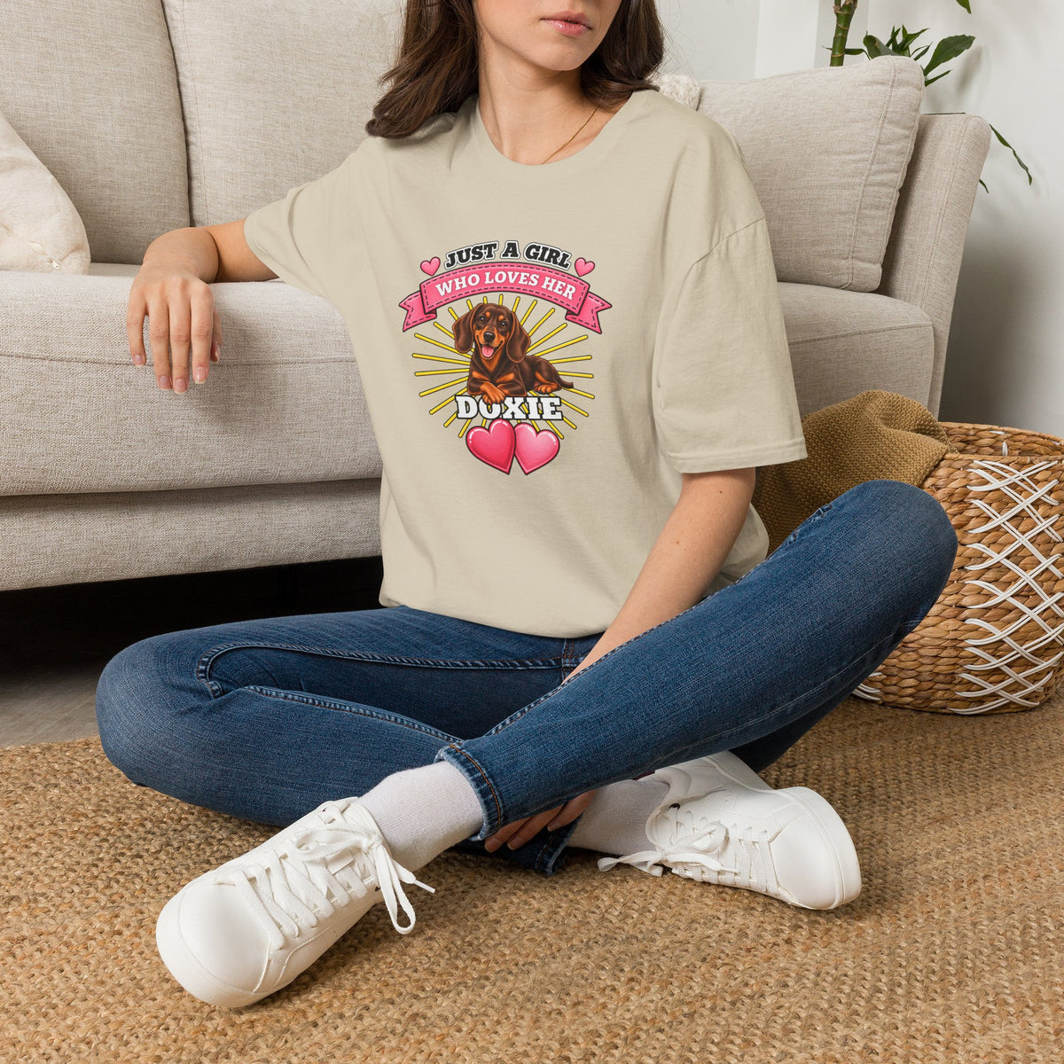 Just a Girl Who Loves Her Doxie –  Supersoft Unisex T-Shirt