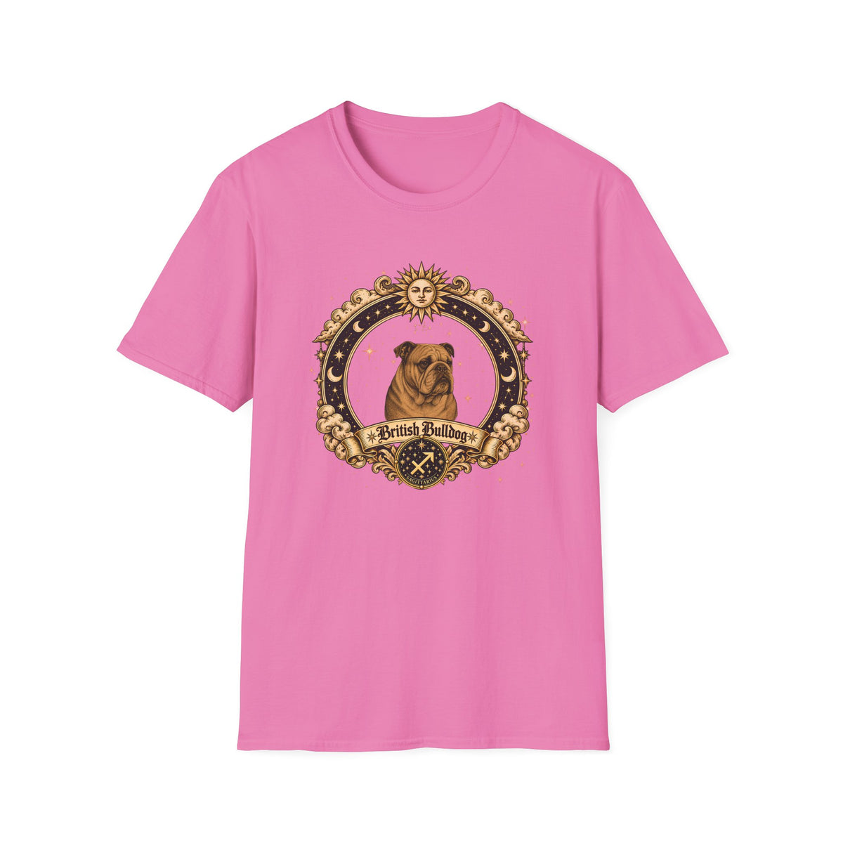 Zodiac Sagittarius British Bulldog - Dog Horoscope Star Sign - Supersoft Unisex T-shirt