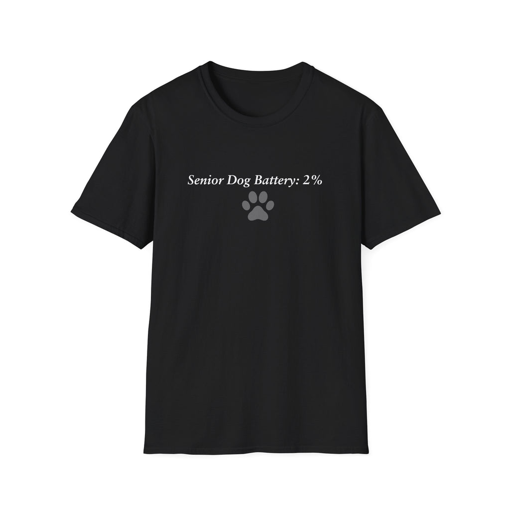 Adopted & Adored – Senior Dog Battery: 2% –  Supersoft Unisex T-Shirt