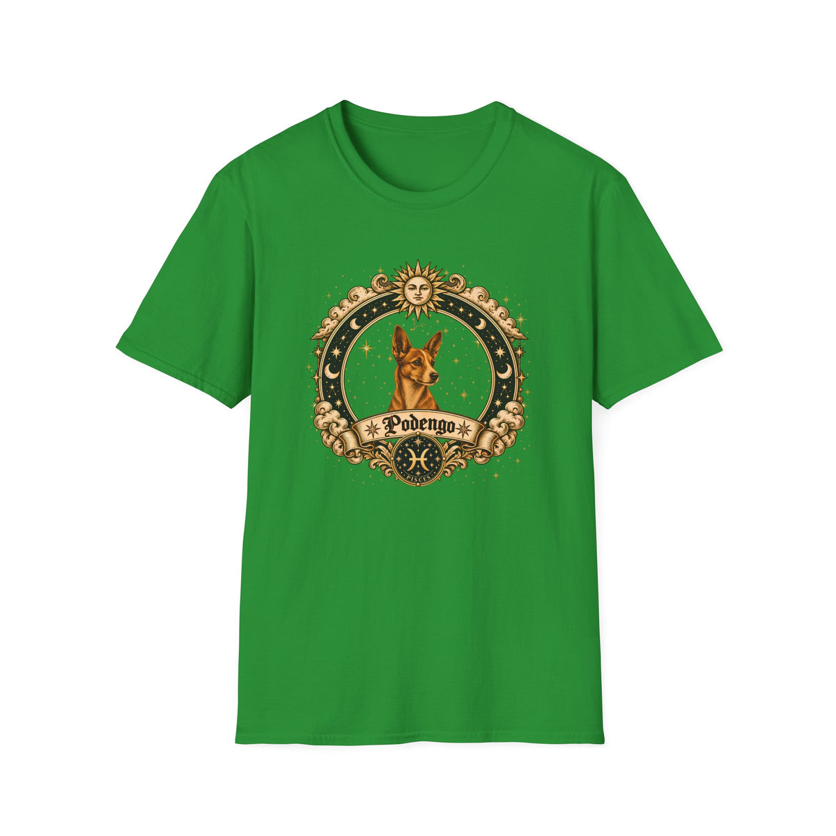Zodiac Pisces Podengo - Dog Horoscope Star Sign - Supersoft Unisex Funny T-shirt