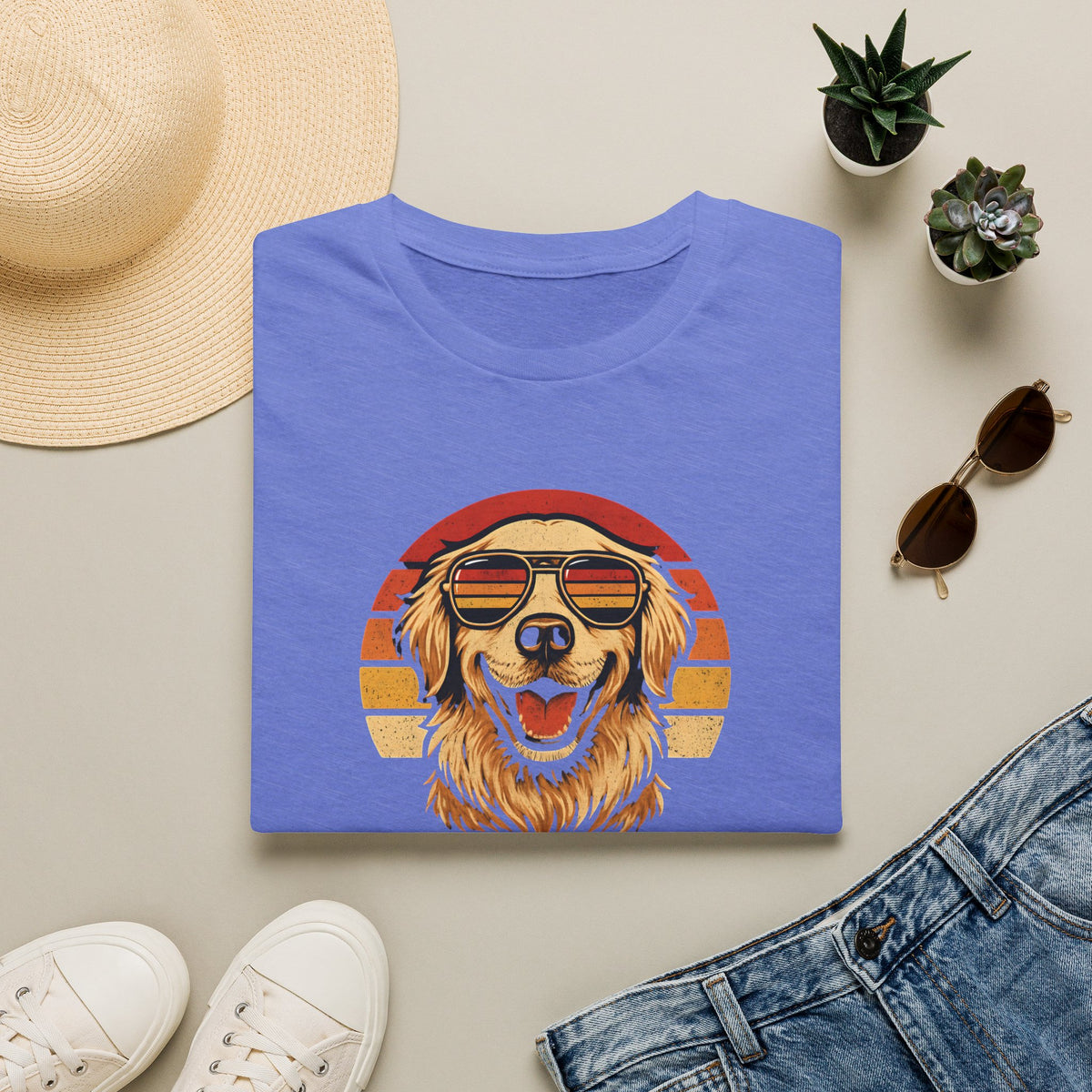 Retro Sunset Golden Retriever - Fur Dad –  Supersoft Unisex T-Shirt