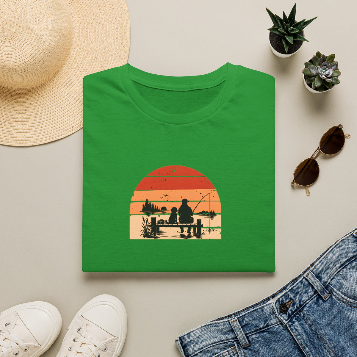 Gone Fishing…Brought the Dog –  Supersoft Unisex T-Shirt