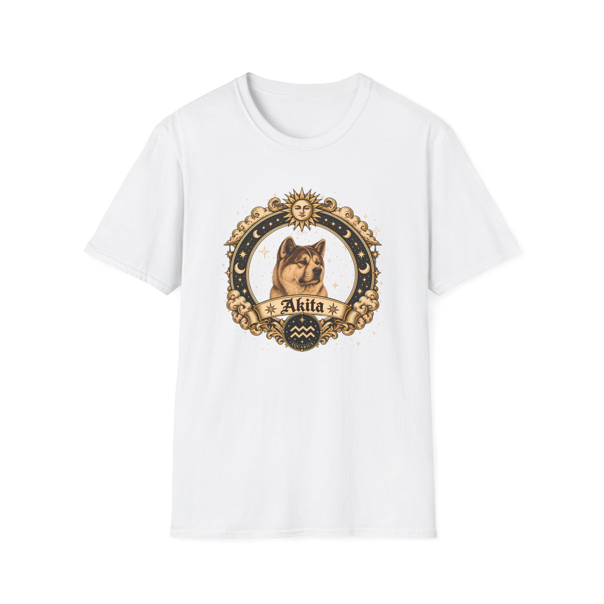 Zodiac Aquarius Akita - Dog Horoscope Star Sign - Supersoft Unisex T-shirt