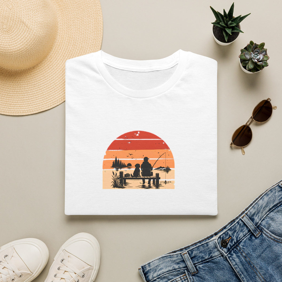 Gone Fishing…Brought the Dog –  Supersoft Unisex T-Shirt
