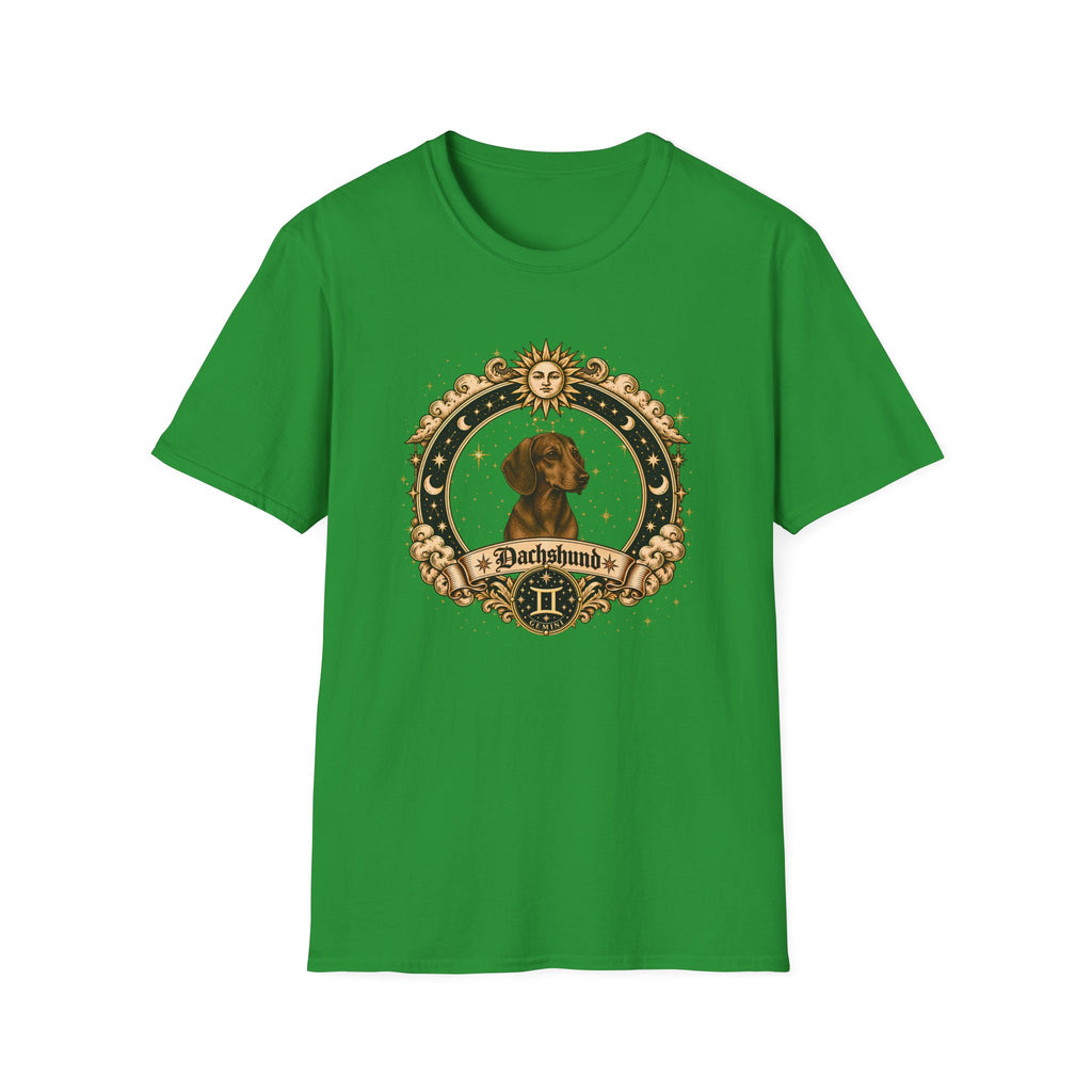 Zodiac Gemini Dachshund - Dog Horoscope Star Sign - Supersoft Unisex T-shirt