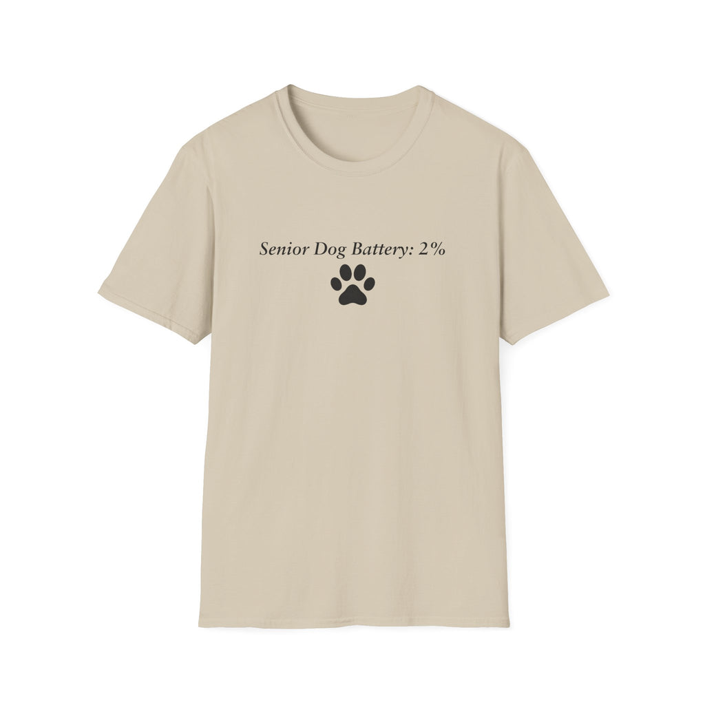Adopted & Adored – Senior Dog Battery: 2% –  Supersoft Unisex T-Shirt