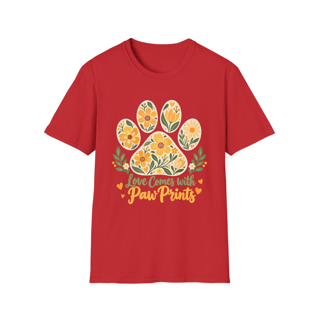 Love Come With Paw Prints Floral Paw Print - Supersoft Unisex T-shirt