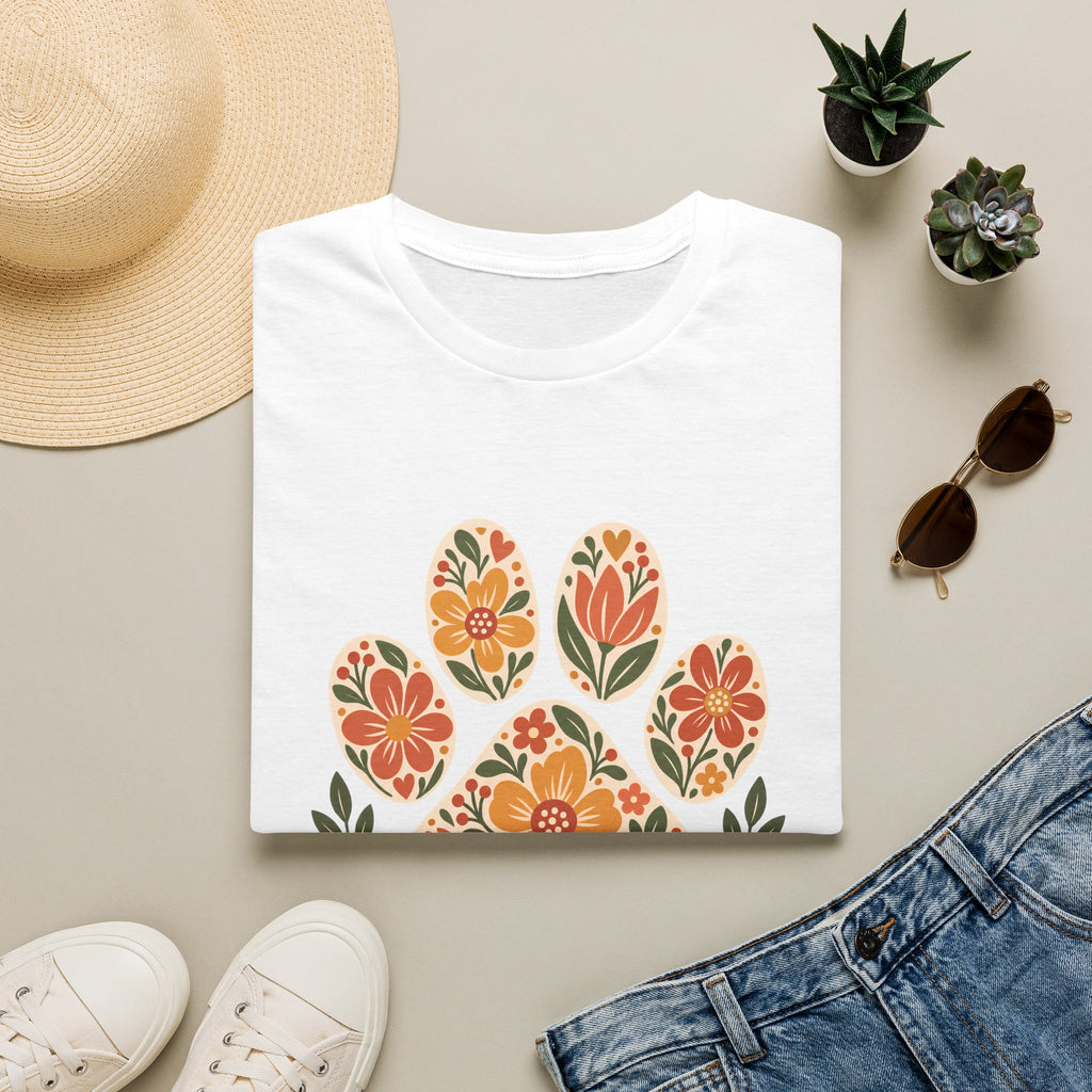 Home is Where the Dog Is Floral Paw Print - Supersoft Unisex T-shirt