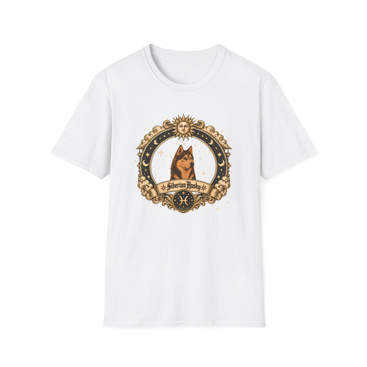 Zodiac Pisces Siberian Husky - Dog Horoscope Star Sign - Supersoft Unisex Funny T-shirt
