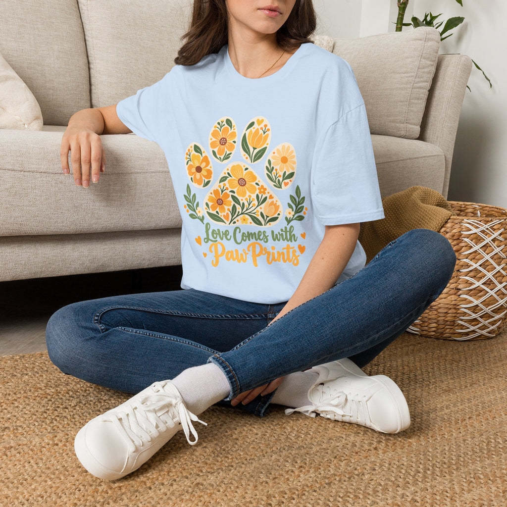 Love Come With Paw Prints Floral Paw Print - Supersoft Unisex T-shirt