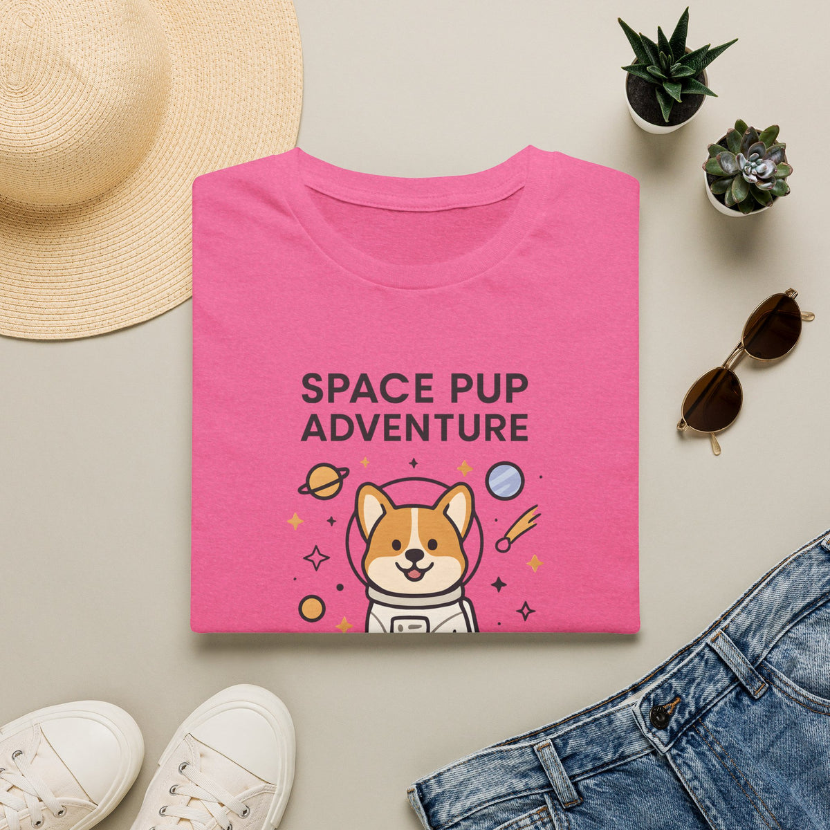 Space Pup Adventure Cute Kawaii –  Supersoft Unisex T-Shirt