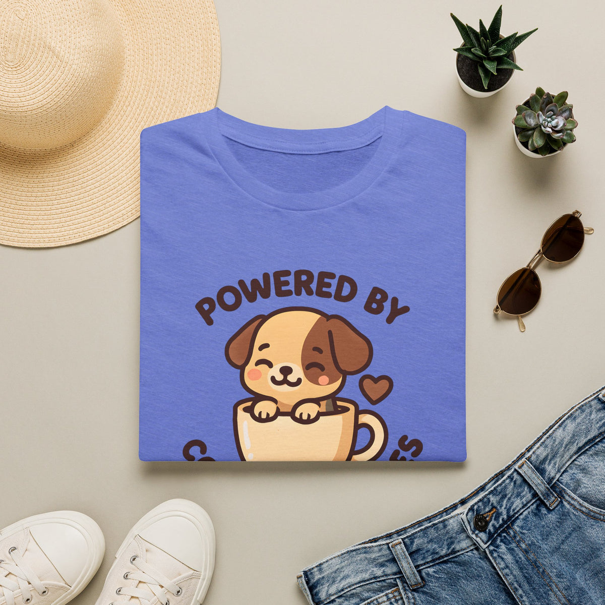 Powered by Coffee and Cuddles Puppy –  Supersoft Unisex T-Shirt