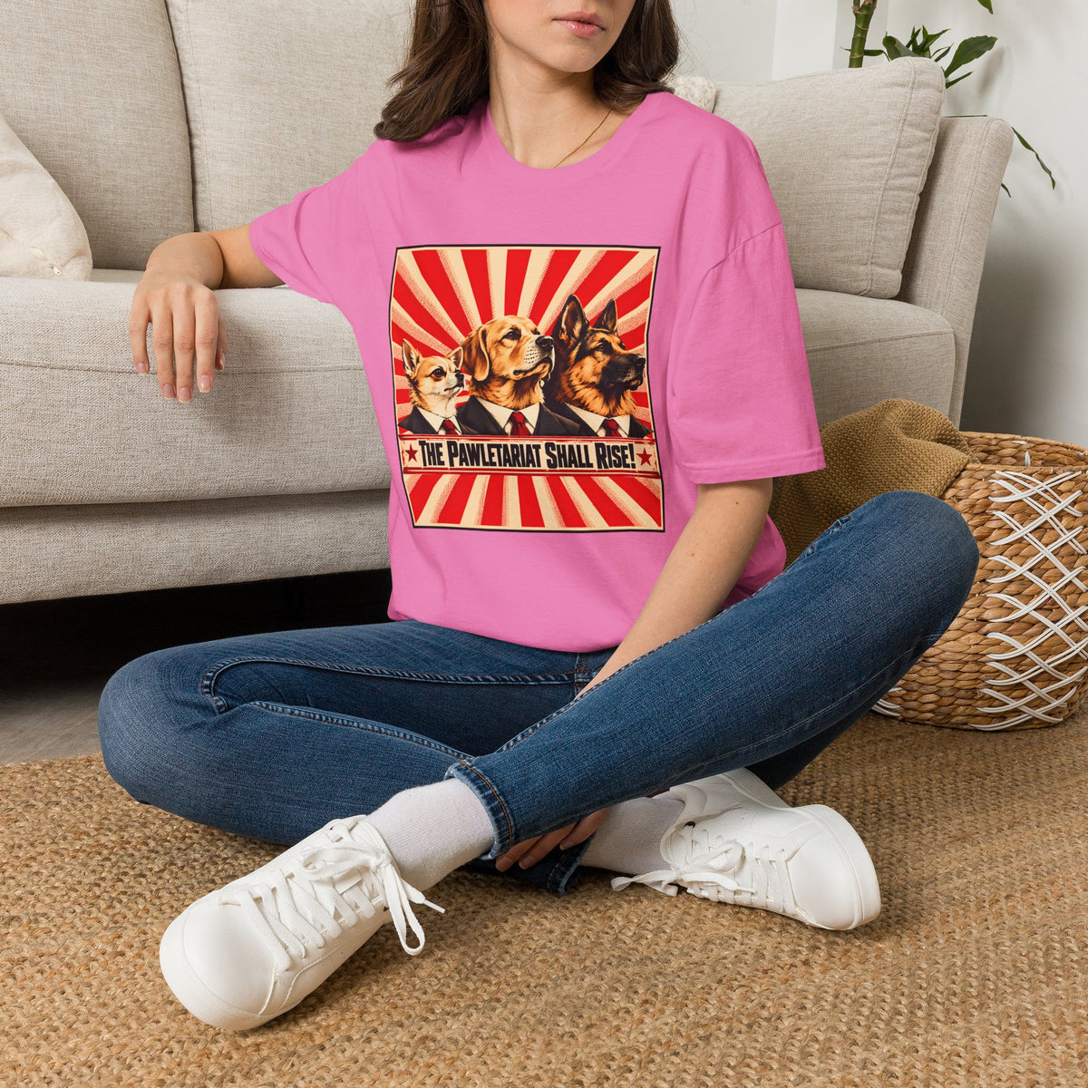 The Pawletariat Shall Rise! – United We Bark, Divided We Beg! - Supersoft Unisex T-shirt