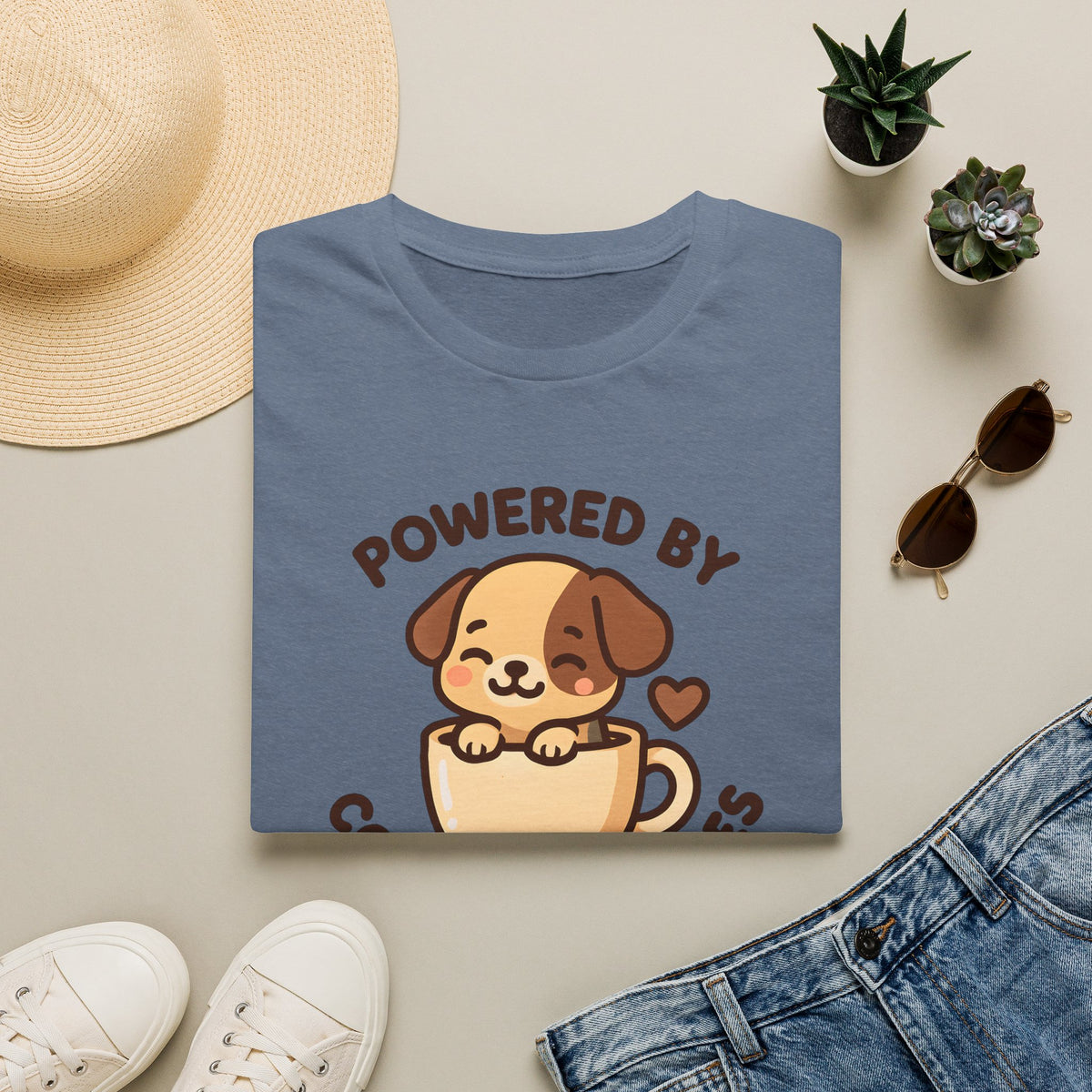 Powered by Coffee and Cuddles Puppy –  Supersoft Unisex T-Shirt