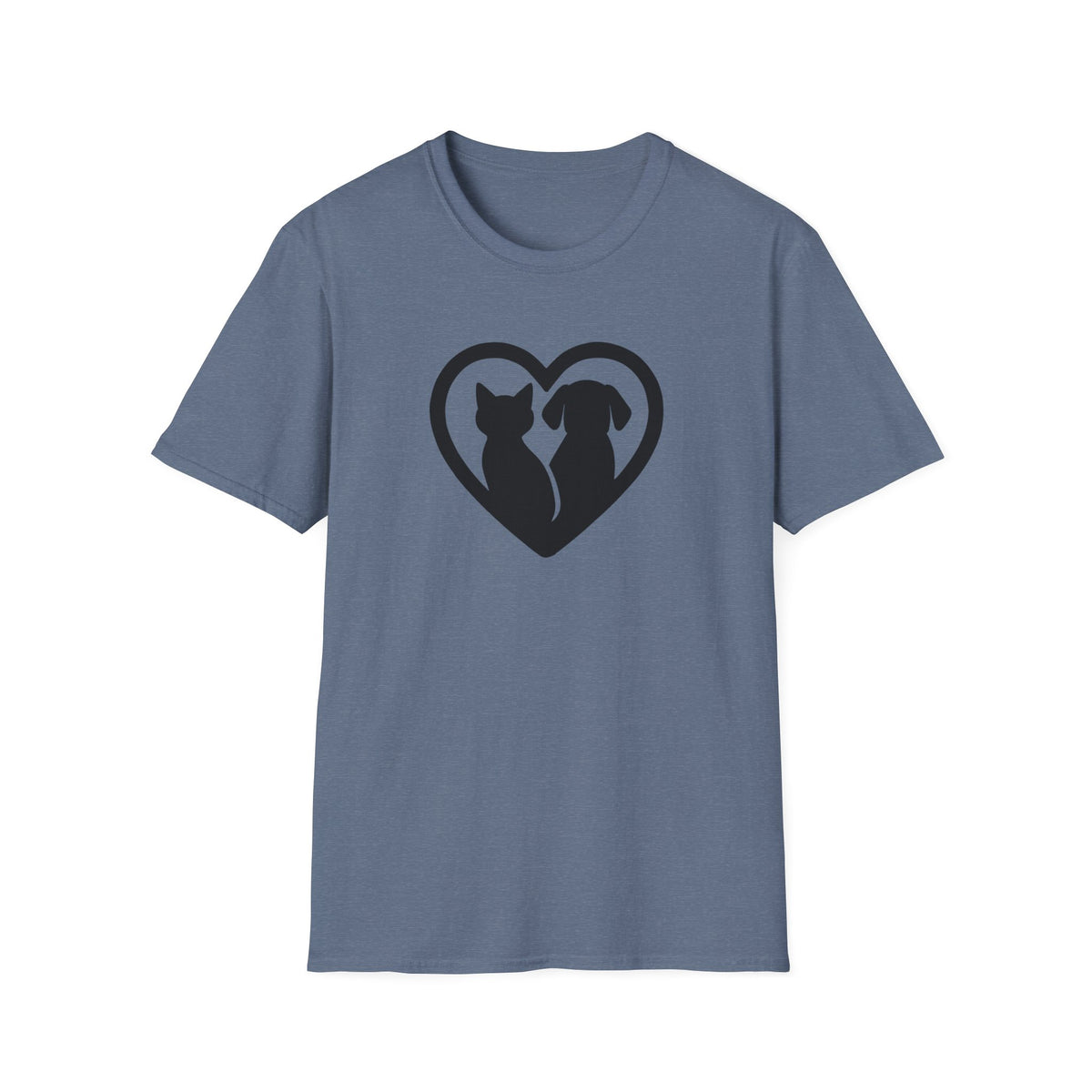 Dog and Cat Silhouettes in Heart –  Supersoft Unisex T-Shirt