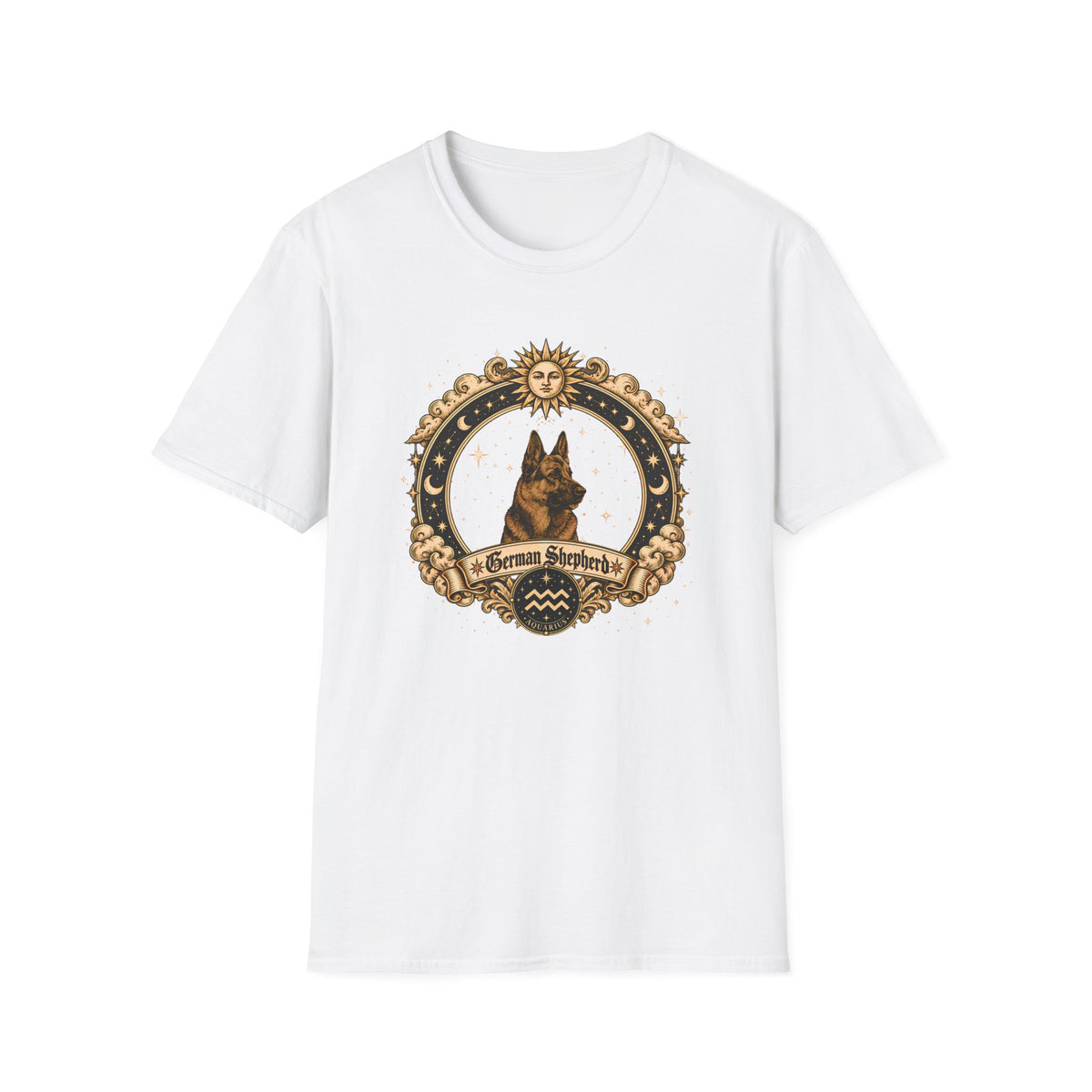 Zodiac Aquarius German Shepherd - Dog Horoscope Star Sign - Supersoft Unisex Funny T-shirt