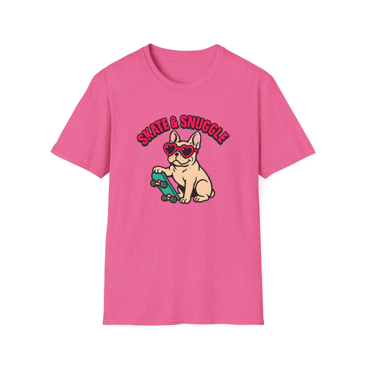 Skate and Snuggle Frenchie Pup –  Supersoft Unisex T-Shirt