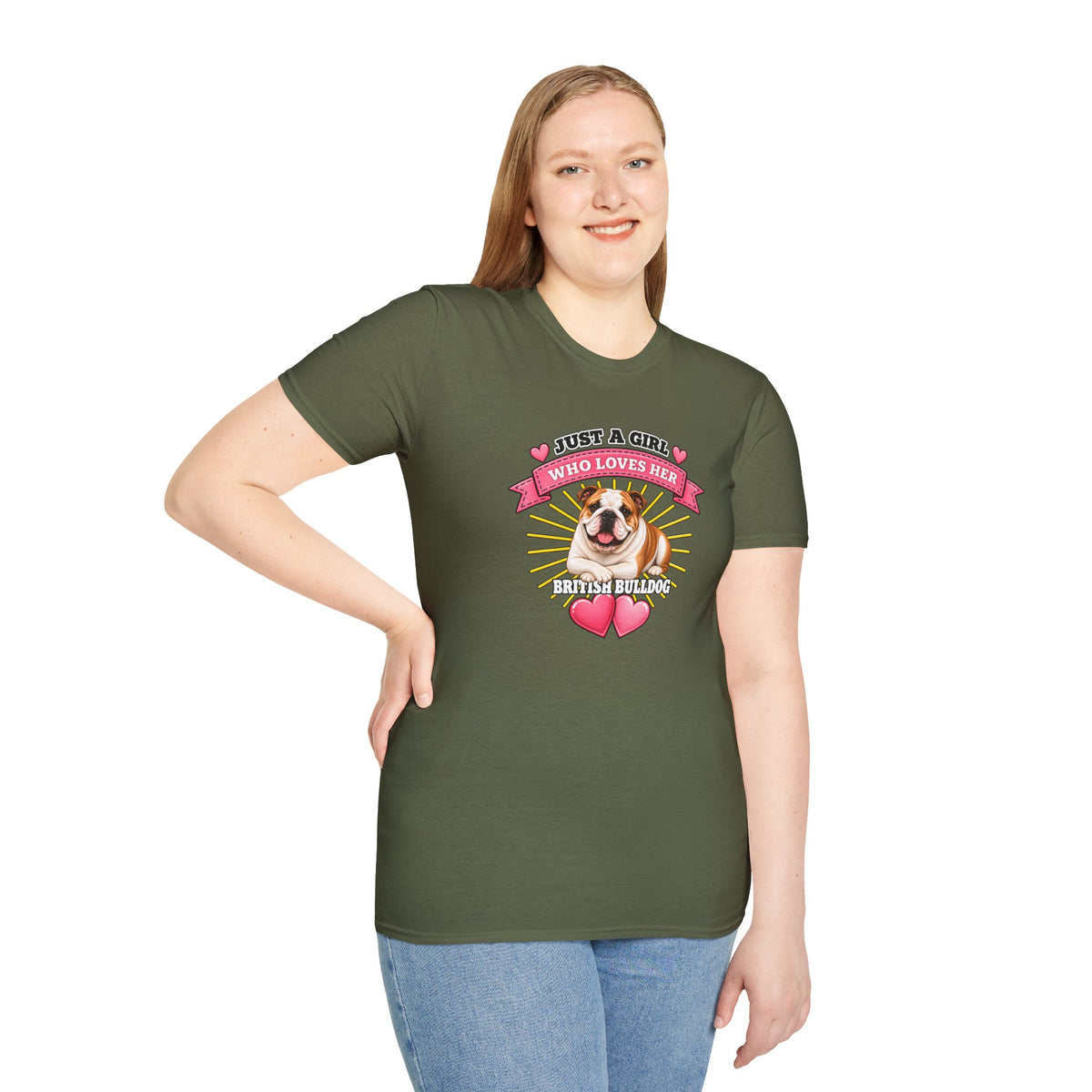 Just a Girl Who Loves Her British Bulldog –  Supersoft Unisex T-Shirt