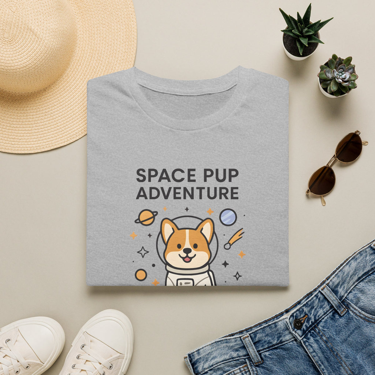 Space Pup Adventure Cute Kawaii –  Supersoft Unisex T-Shirt