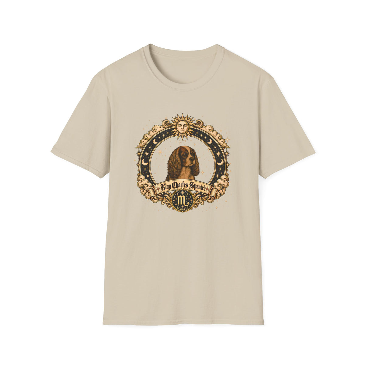 Zodiac Scorpio King Charles Spaniel - Dog Horoscope Star Sign - Supersoft Unisex Funny T-shirt