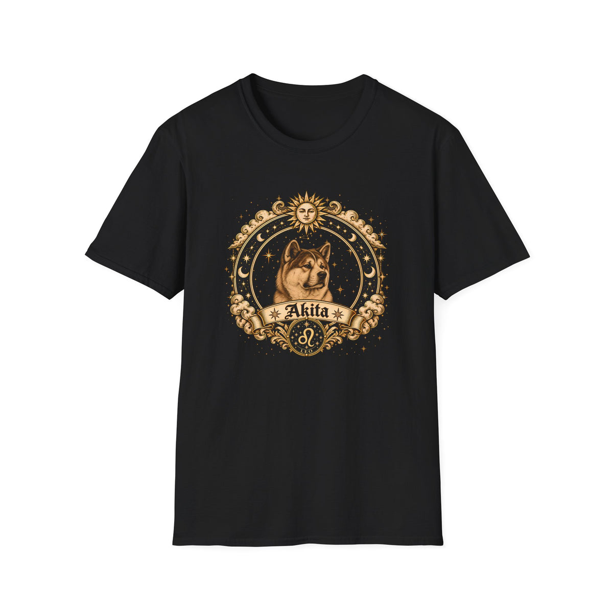 Zodiac Leo Akita - Dog Horoscope Star Sign - Supersoft Unisex T-shirt