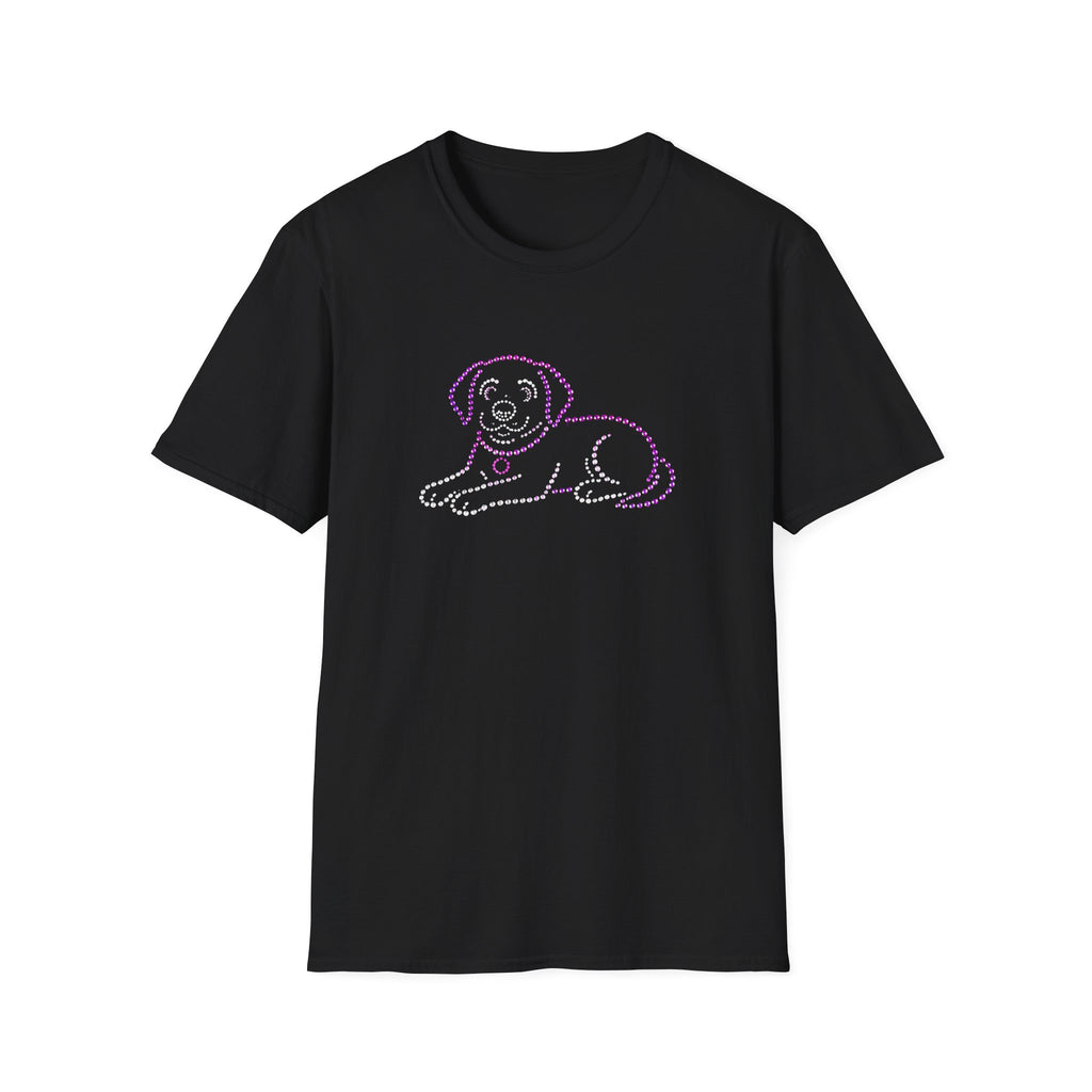 Bedazzling Beasts - Faux Jewel Purple Dog Lay Down - Unisex T-Shirt