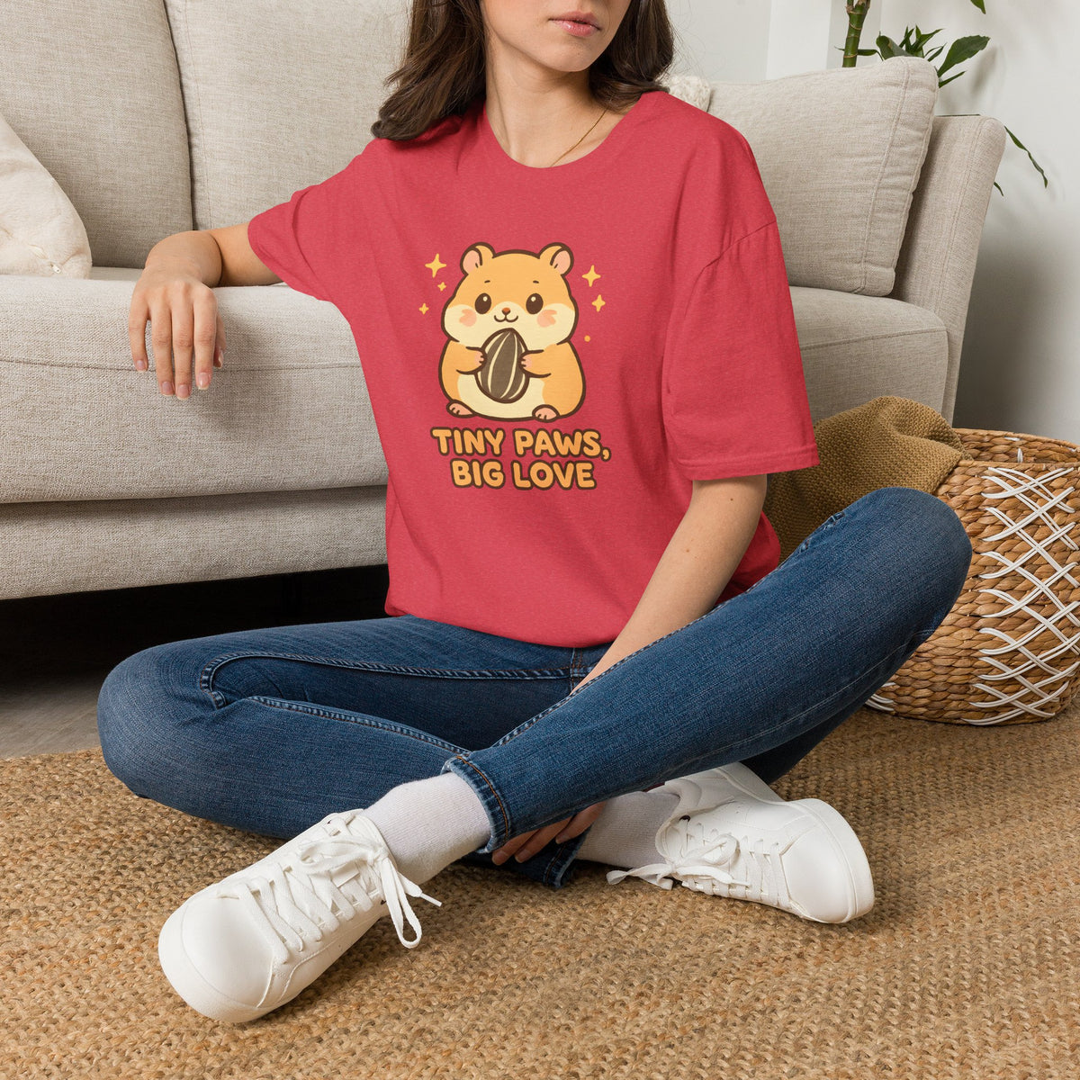 Tiny Paws, Big Love Hamster Cute Kawaii –  Supersoft Unisex T-Shirt