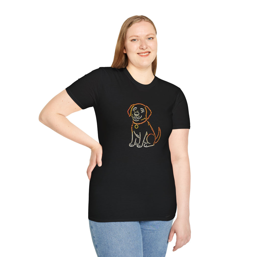 Bedazzling Beasts - Faux Jewel Orange Dog Sitting - Unisex T-Shirt
