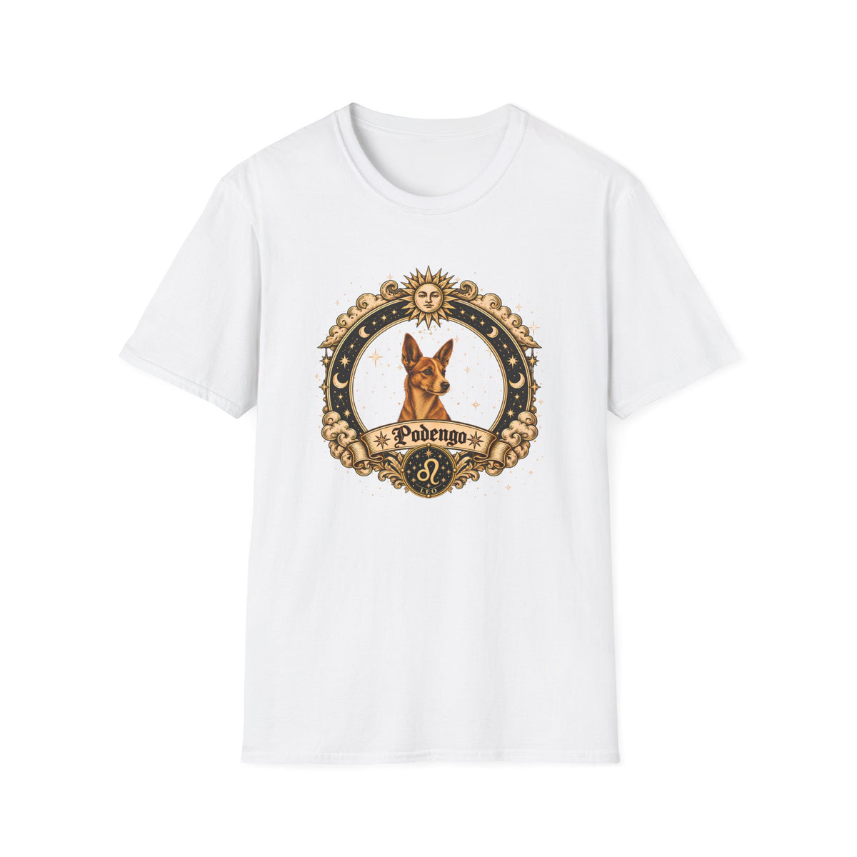 Zodiac Leo Podengo - Dog Horoscope Star Sign - Supersoft Unisex Funny T-shirt