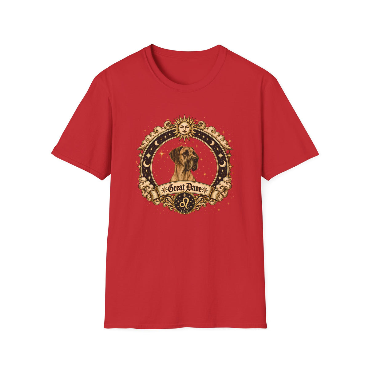 Zodiac Leo Great Dane - Dog Horoscope Star Sign - Supersoft Unisex Funny T-shirt
