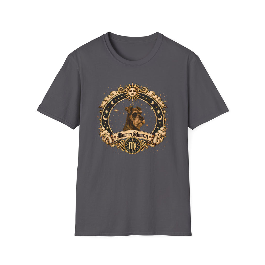 Zodiac Virgo Miniature Schnauzer - Dog Horoscope Star Sign - Supersoft Unisex Funny T-shirt