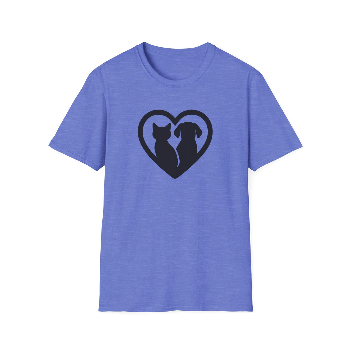 Dog and Cat Silhouettes in Heart –  Supersoft Unisex T-Shirt