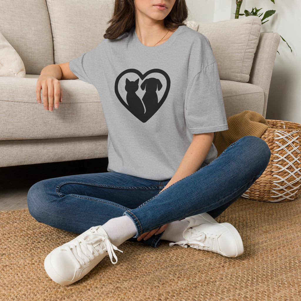 Dog and Cat Silhouettes in Heart –  Supersoft Unisex T-Shirt