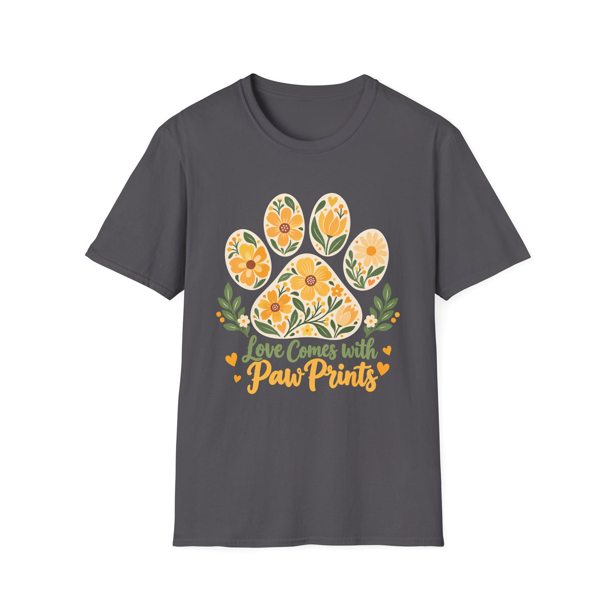 Love Come With Paw Prints Floral Paw Print - Supersoft Unisex T-shirt