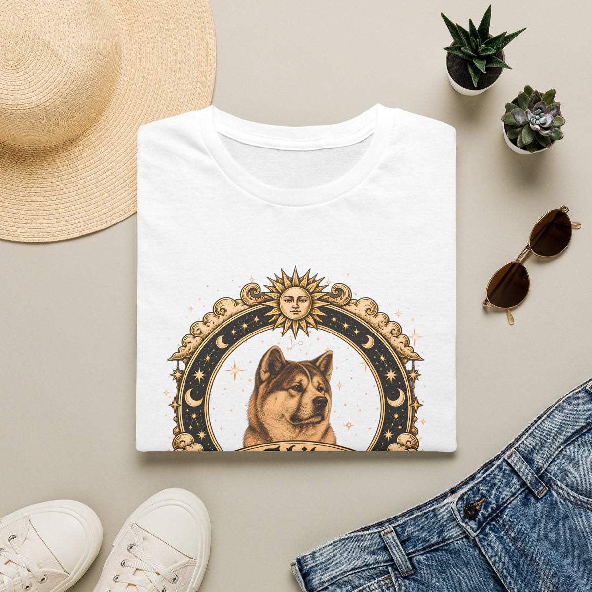 Zodiac Pisces Akita - Dog Horoscope Star Sign - Supersoft Unisex T-shirt