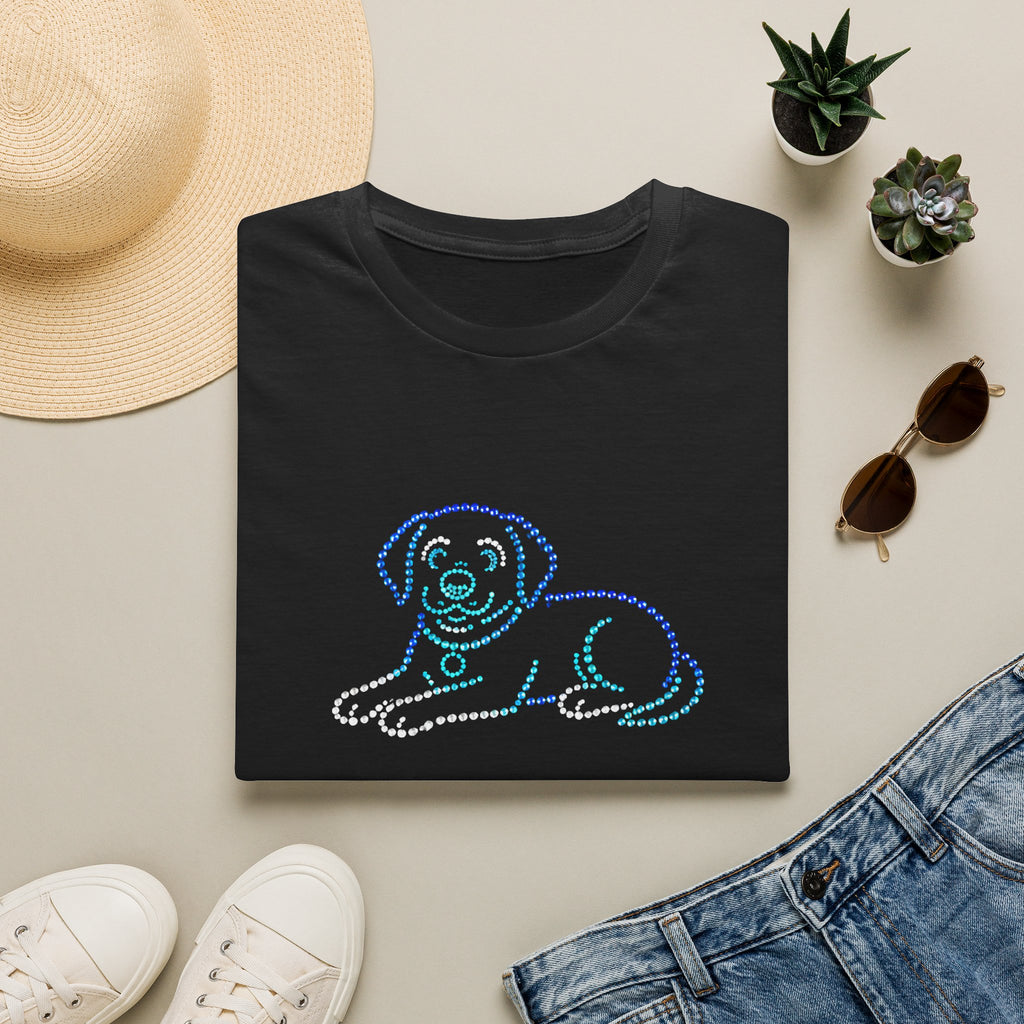 Bedazzling Beasts - Faux Jewel Blue Dog Lay Down - Unisex T-Shirt