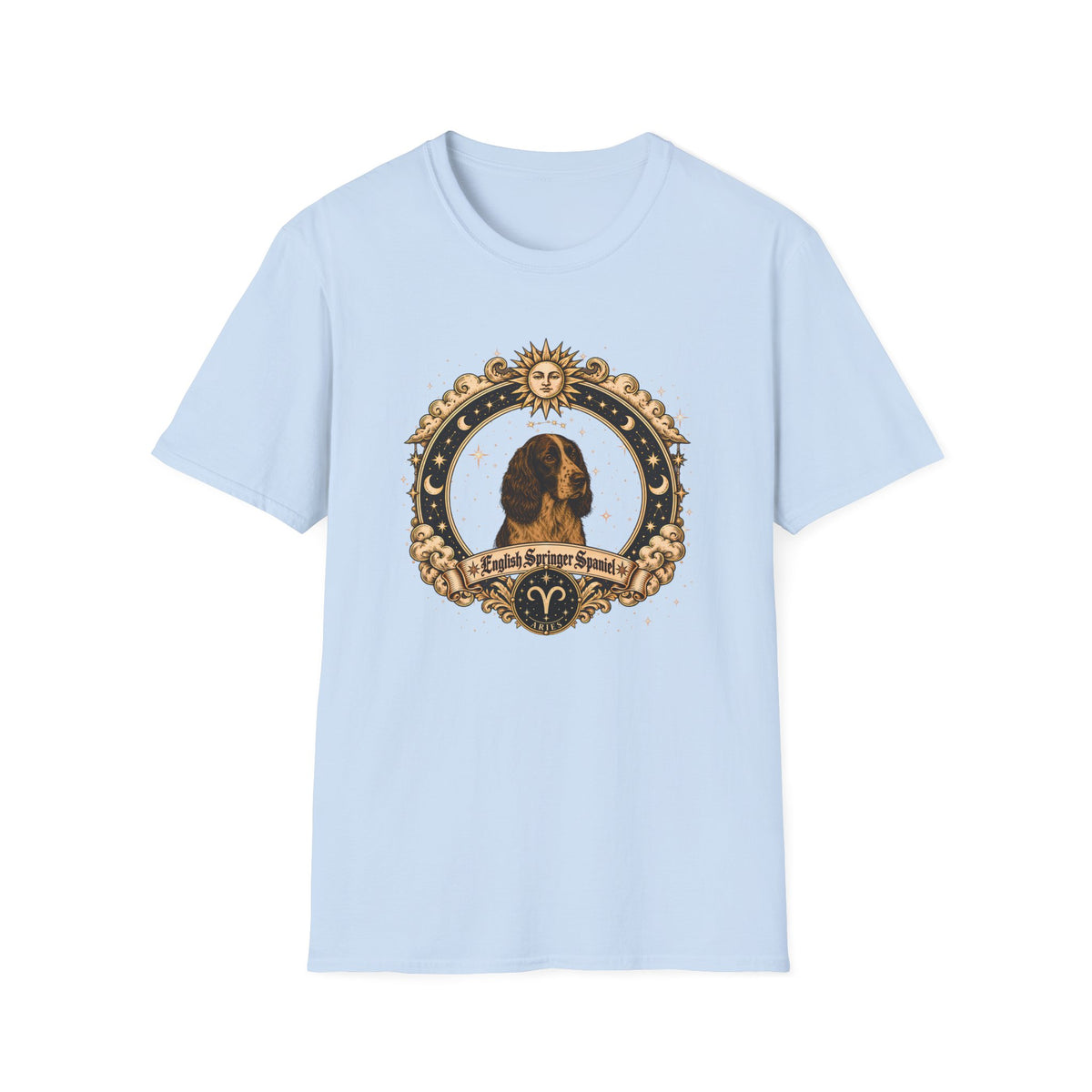 Zodiac Aries English Springer Spaniel - Dog Horoscope Star Sign - Supersoft Unisex Funny T-shirt