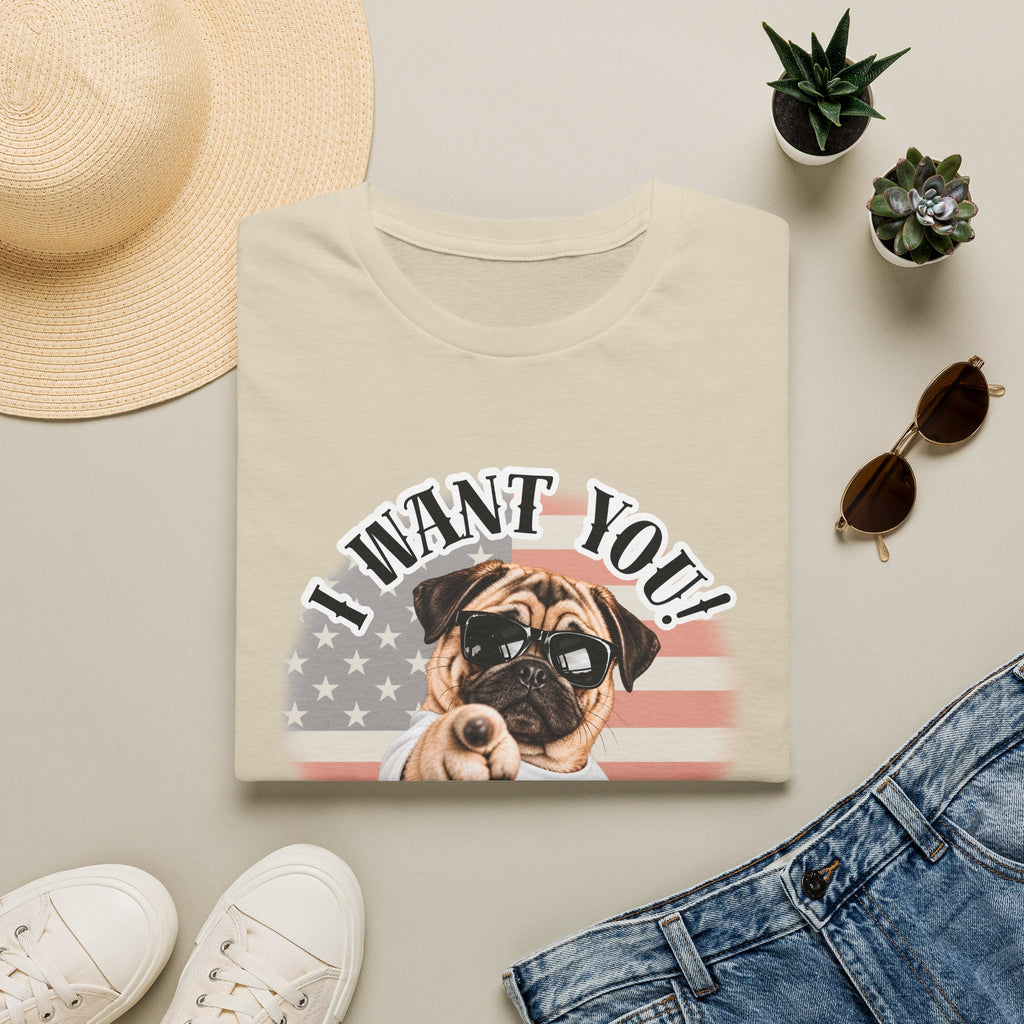 I WANT YOU!...To Rub My Belly! – Pug - Supersoft Unisex T-shirt