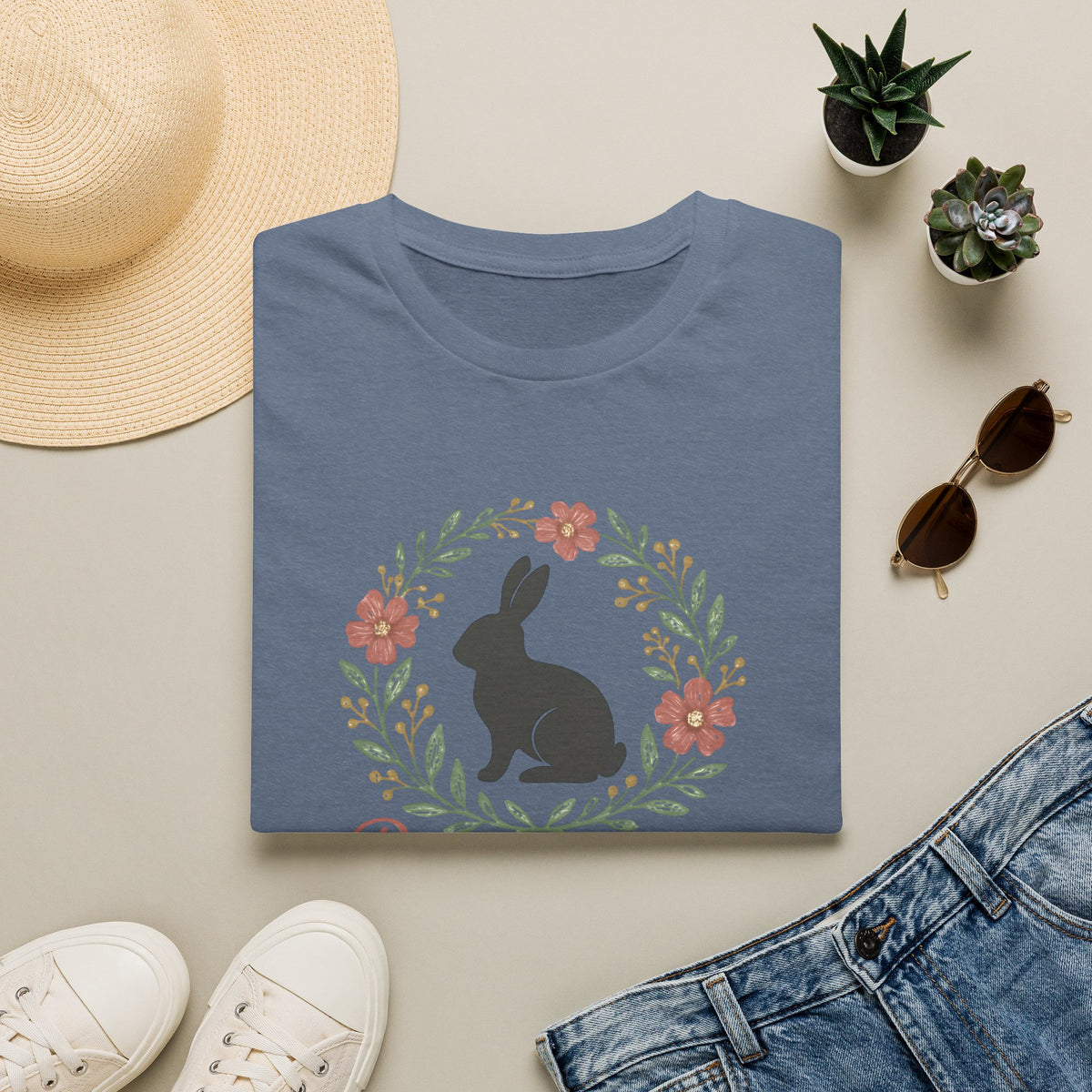 Bunny Mom Floral Wreath –  Supersoft Unisex T-Shirt
