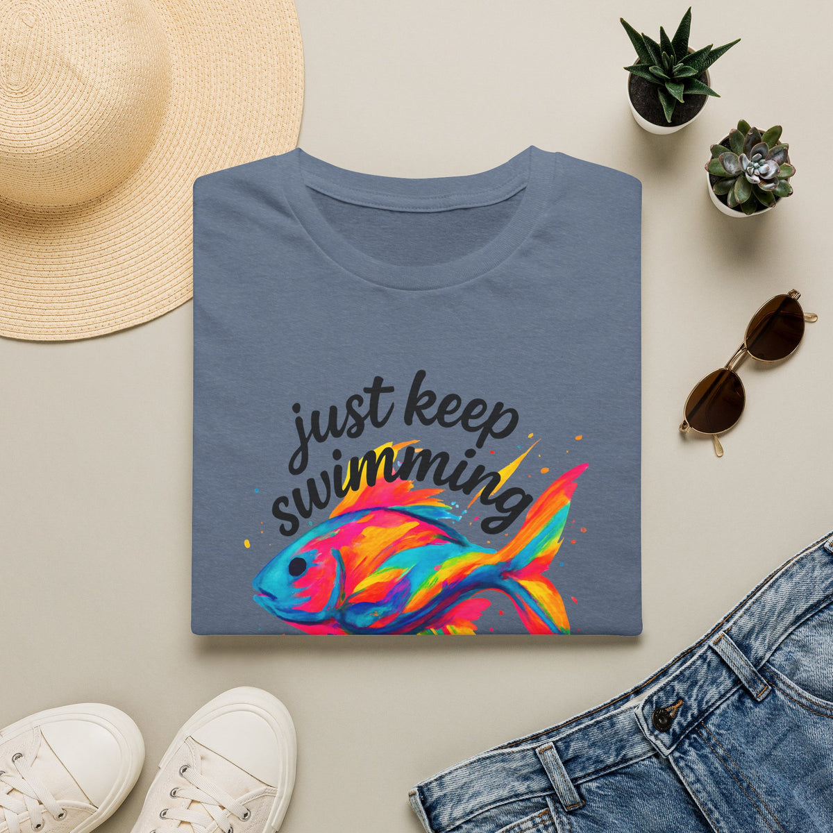 Just Keep Swimming - Goldfish –  Supersoft Unisex T-Shirt