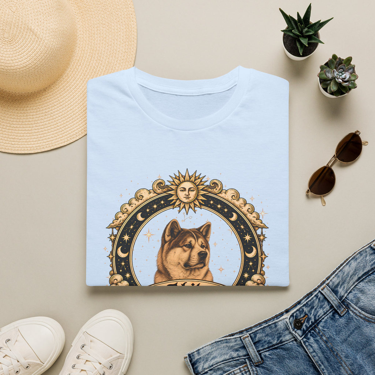 Zodiac Pisces Akita - Dog Horoscope Star Sign - Supersoft Unisex T-shirt