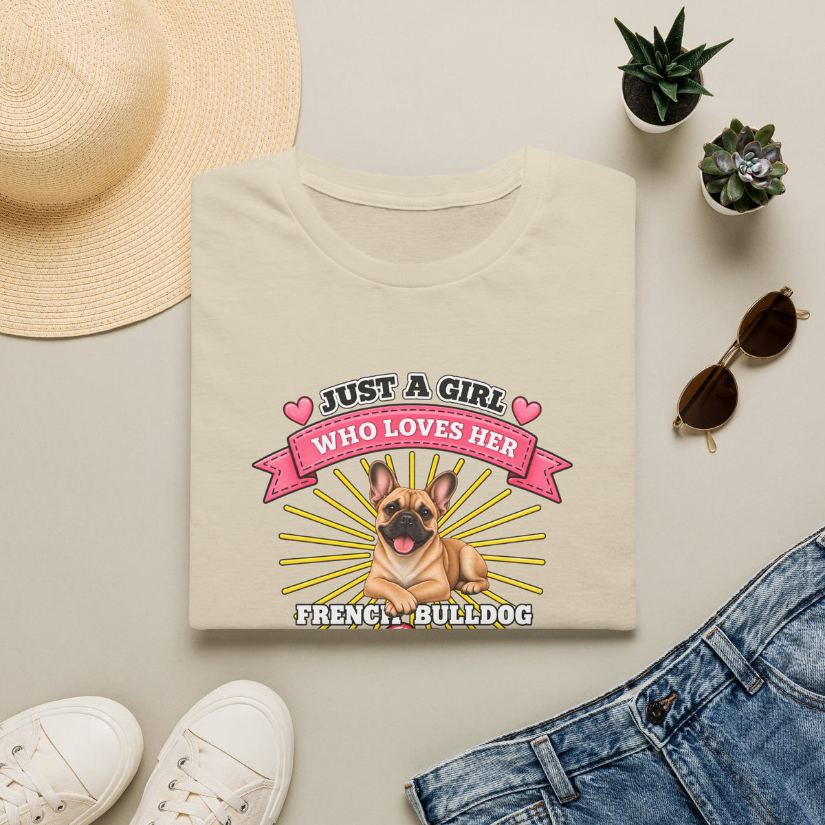 Just a Girl Who Loves Her French Bulldog –  Supersoft Unisex T-Shirt