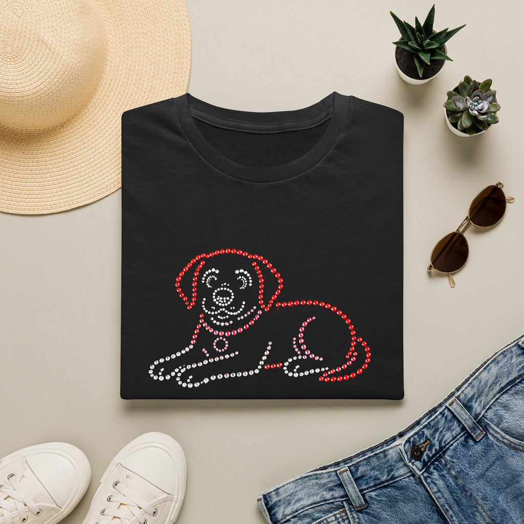 Bedazzling Beasts - Faux Jewel Red Dog Lay Down - Unisex T-Shirt