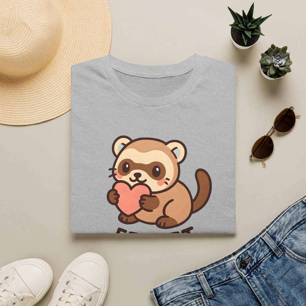 Ferret Lover Cute Kawaii –  Supersoft Unisex T-Shirt