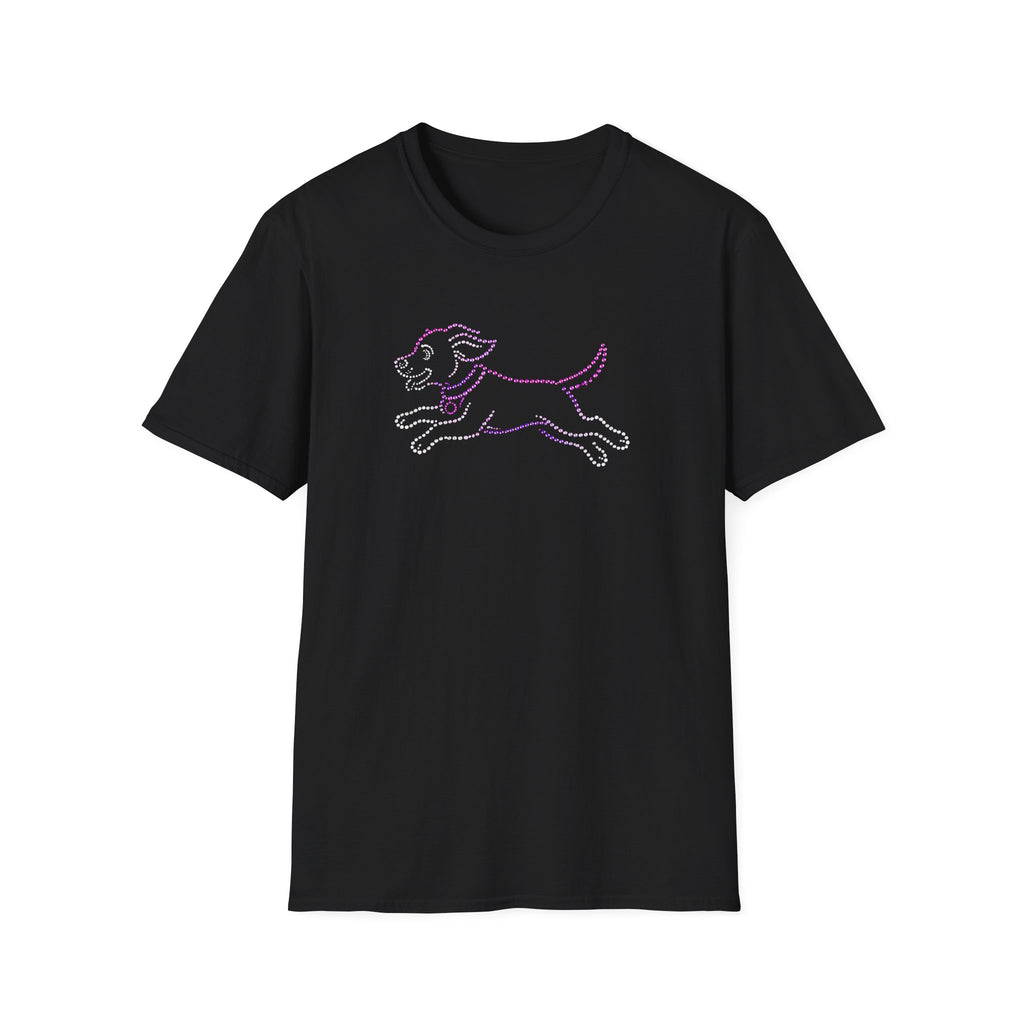 Bedazzling Beasts - Faux Jewel Purple Dog Running - Unisex T-Shirt