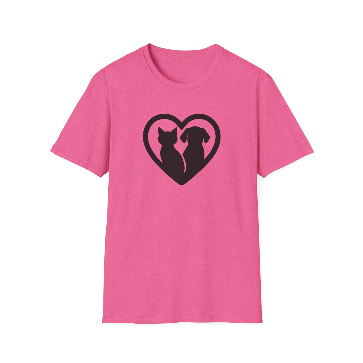 Dog and Cat Silhouettes in Heart –  Supersoft Unisex T-Shirt